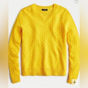 J. Crew Maize Yellow Pointelle Crewneck Sweater M